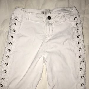 lace up white jeans